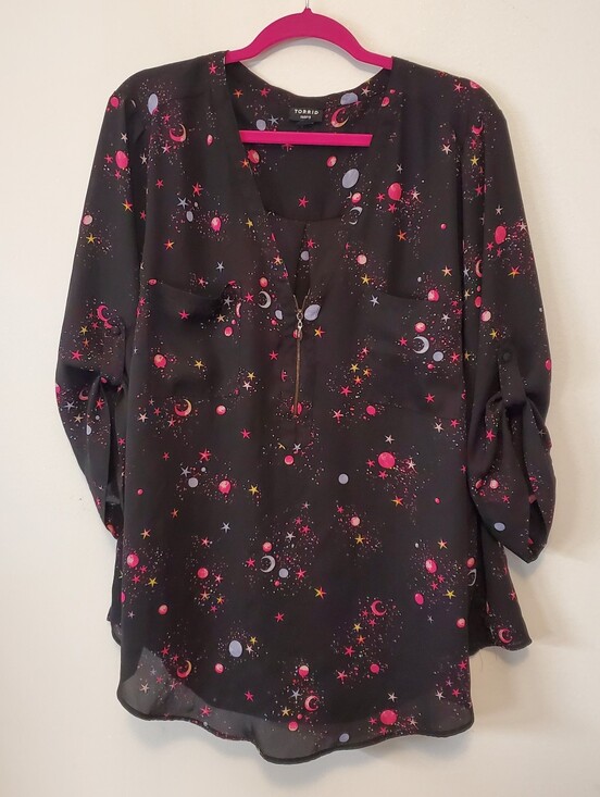 torrid Tops - Torrid zip front pullover blouse with galaxy print Size 3X